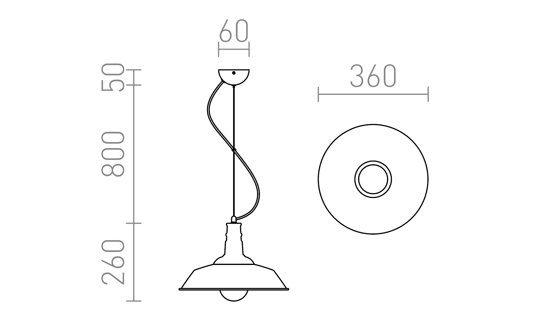 GOLDIE 36 závesná lampa - Product sketch