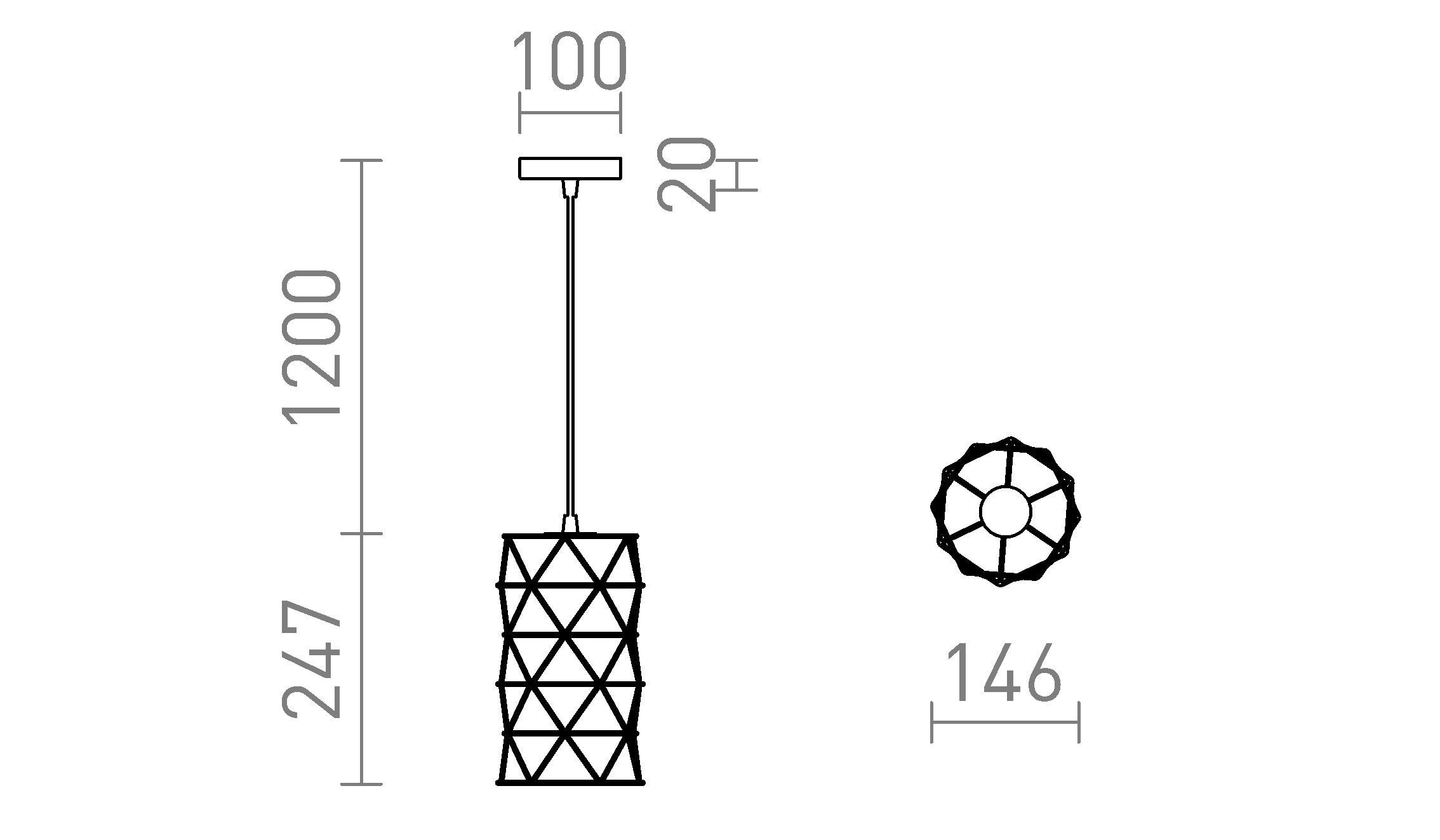 ILUSIA viseča lampa - Product sketch