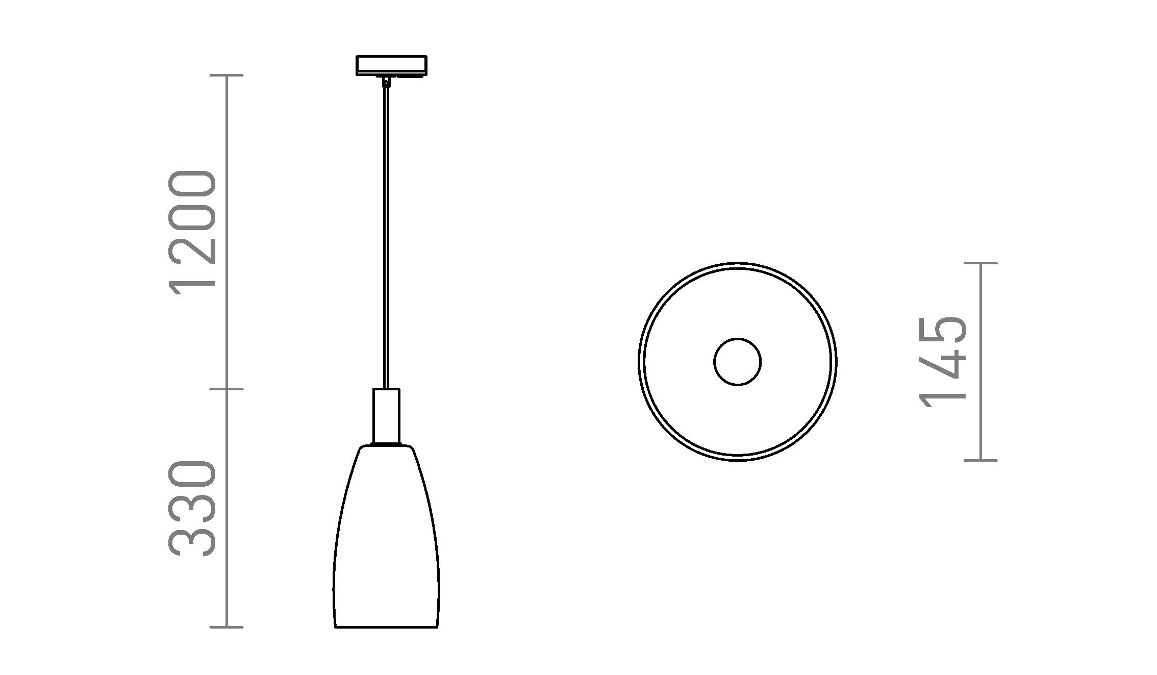 BELLINI L E14 na jednookr. lištu závesná lampa - Product sketch