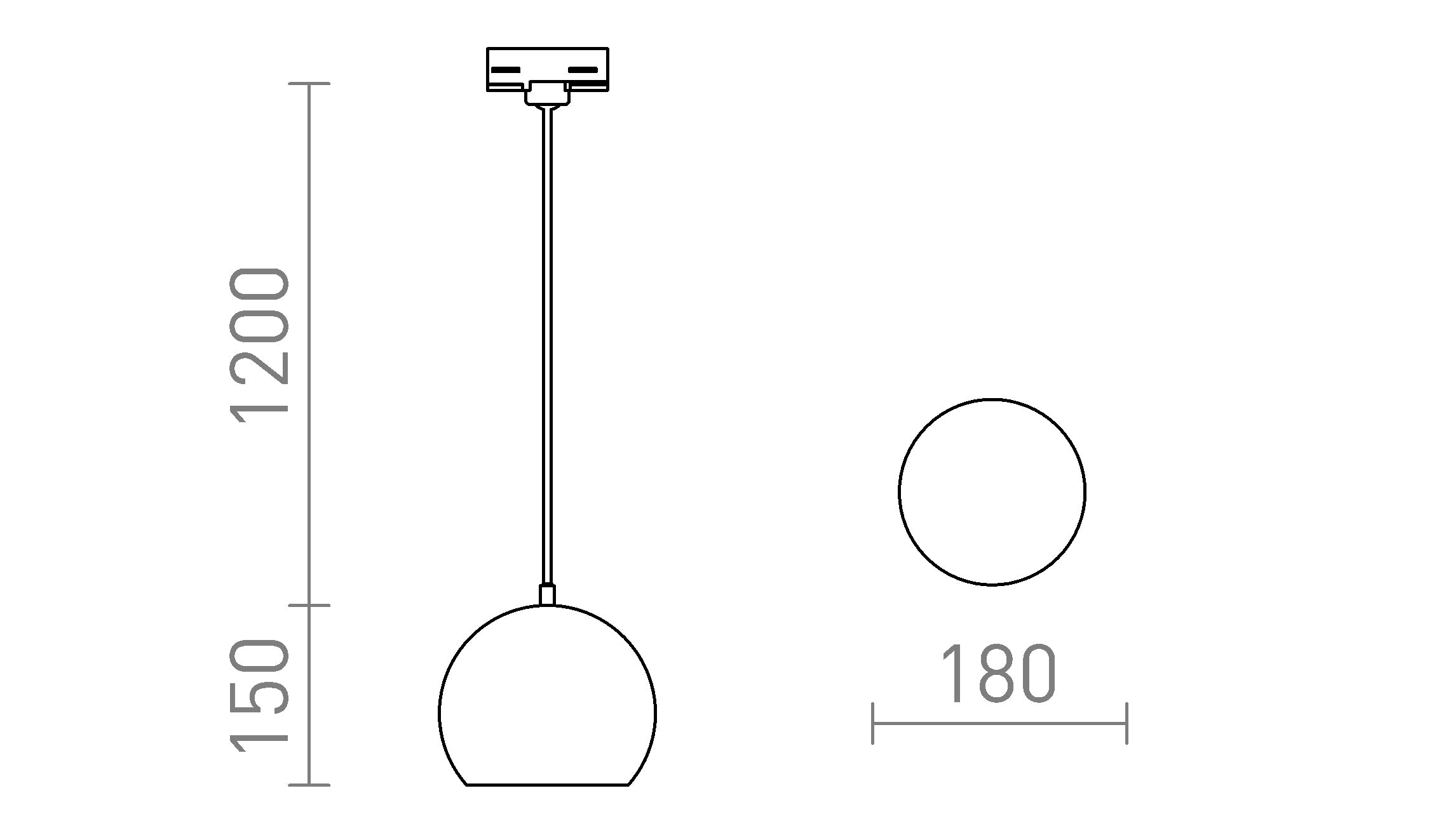 AGNETA for 3-circuit tracks pendant lamp - Product sketch