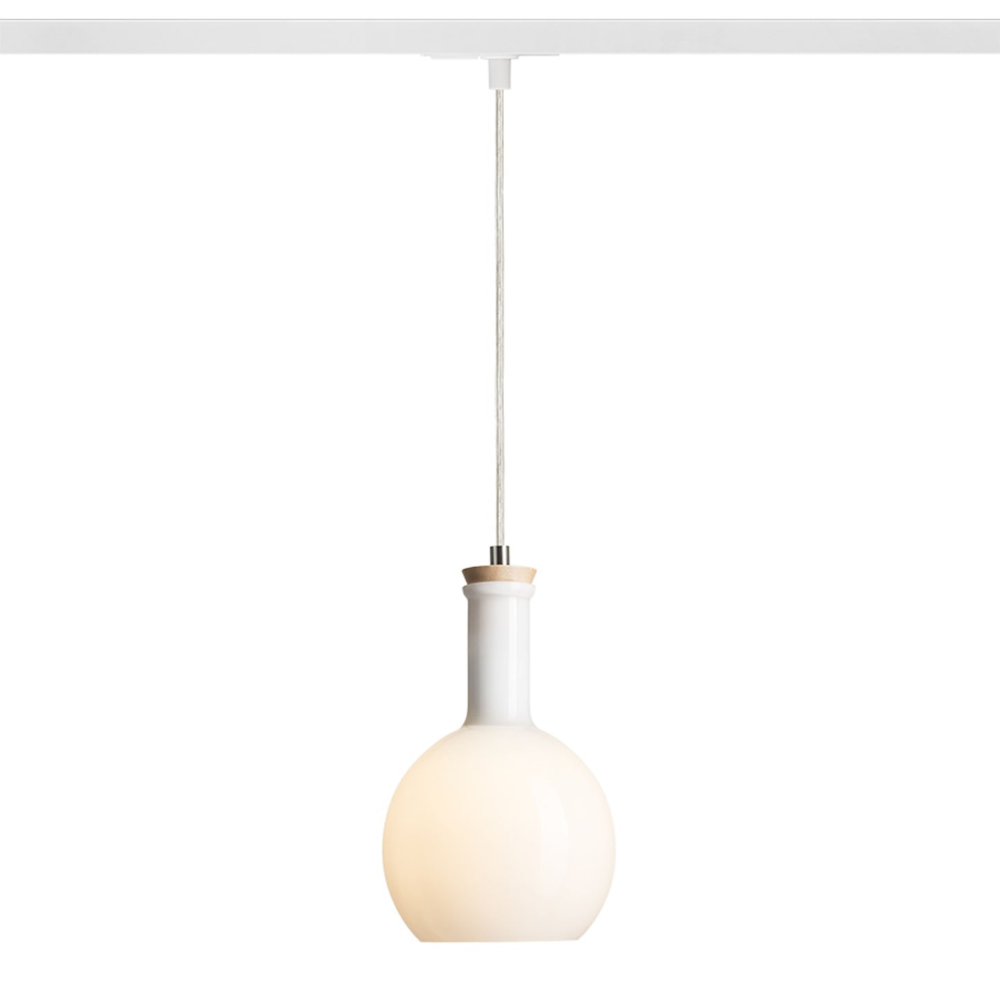 RENDL 1-circuit track system PULIRE RD for 1-circuit tracks opal-colored glass/wood 230V LED E14 6W R13210 1