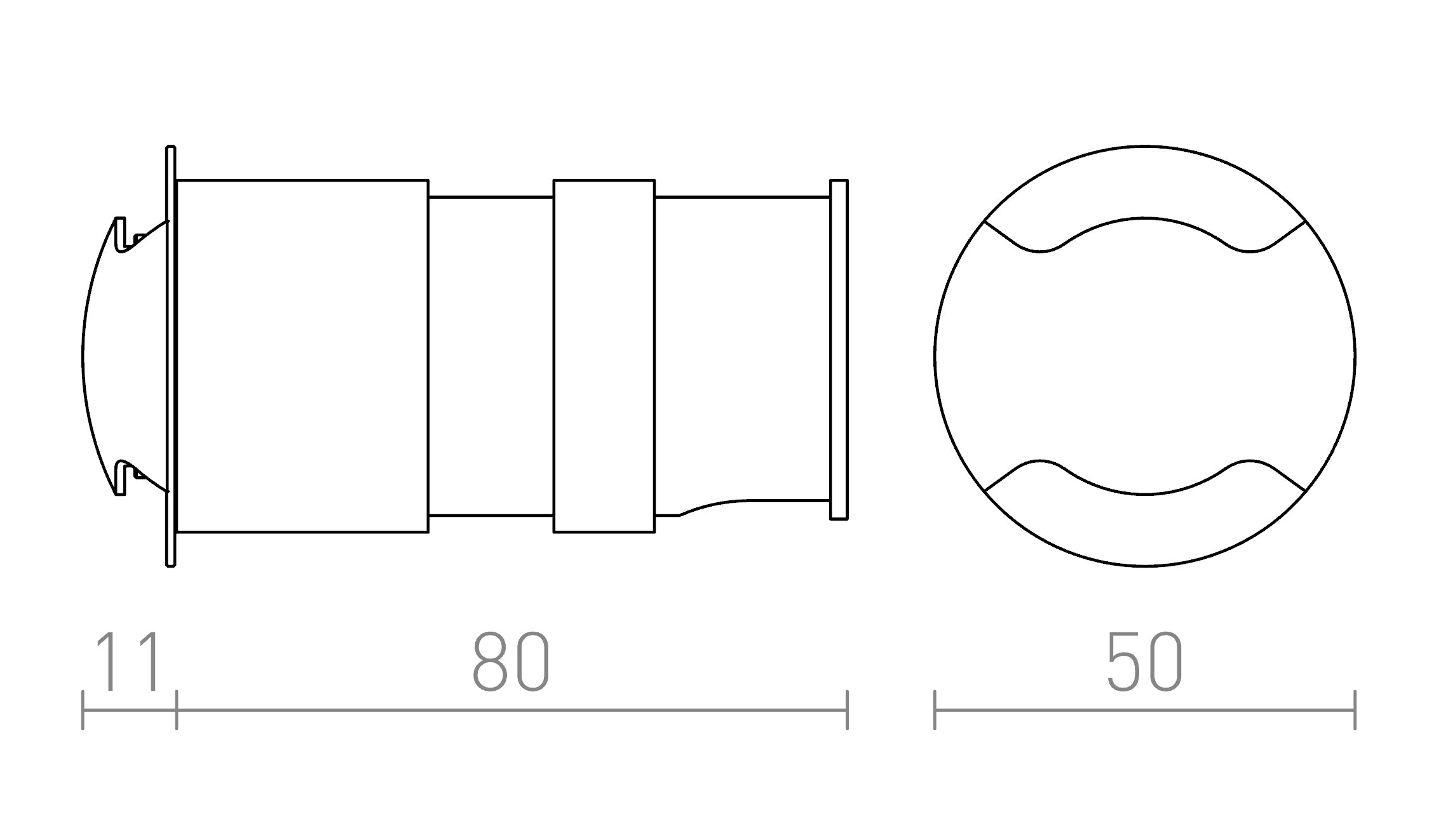 KICK II zápustná lampa - Product sketch