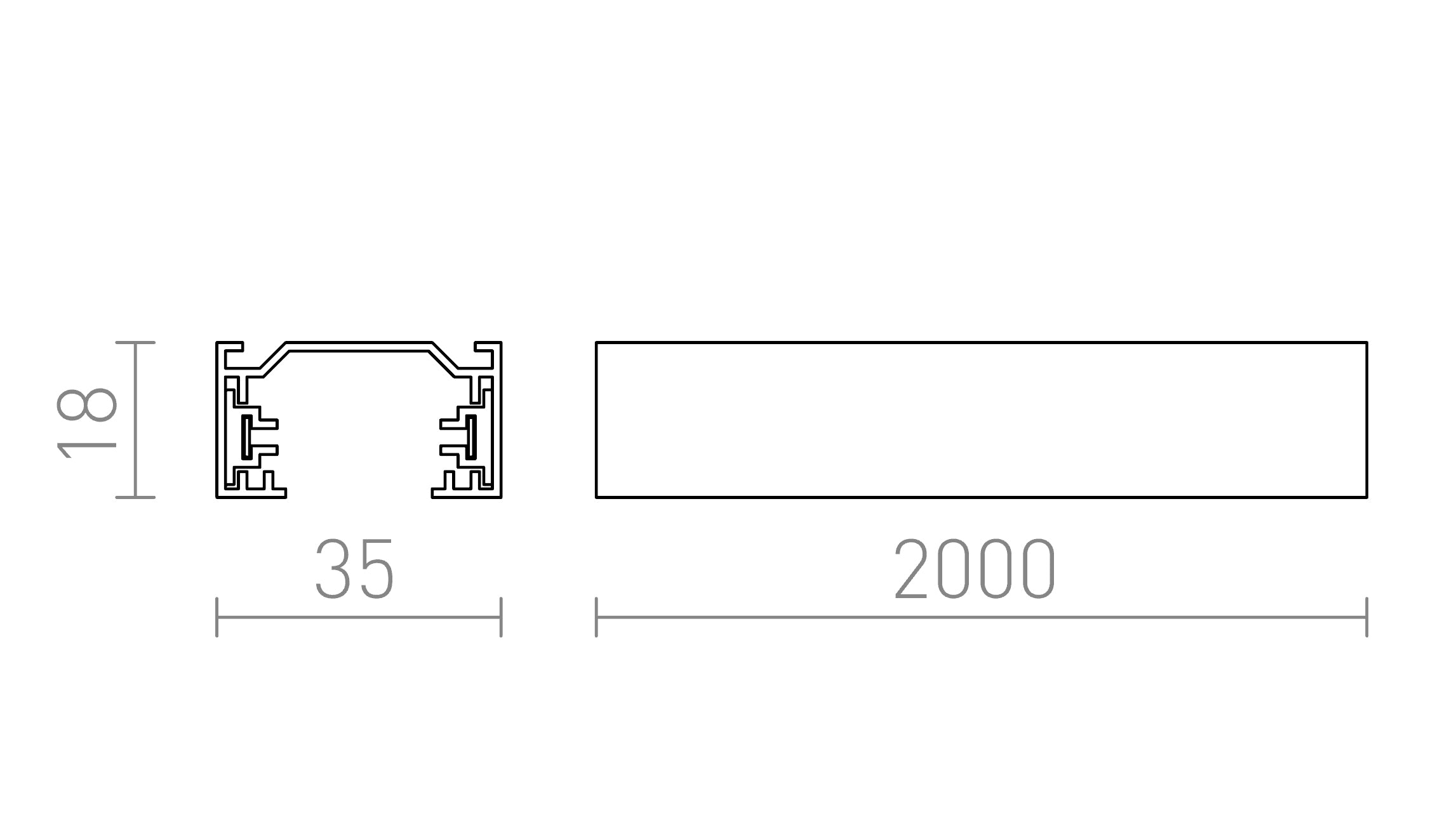 JEDNOOKRUHOVÁ LIŠTA 2M - Product sketch