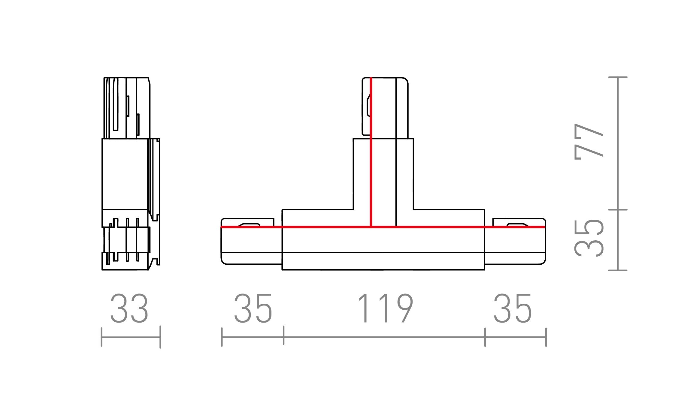 EUTRAC T SPOJ PRAVÝ - Product sketch