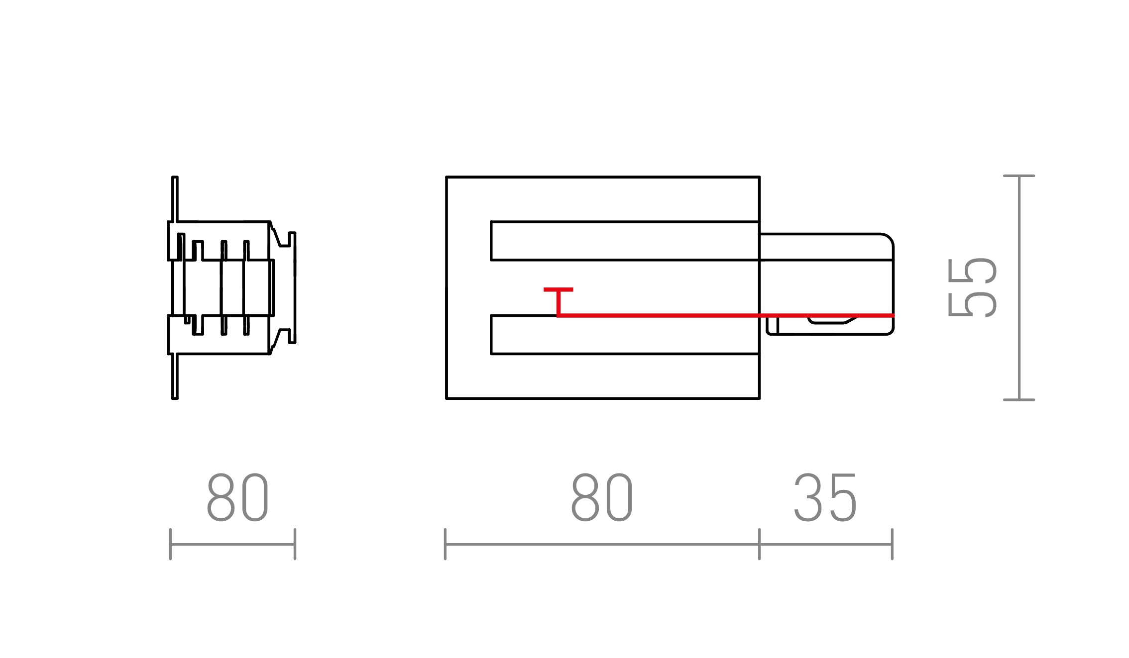 EUTRAC NAPÁJANIE NA ZÁPUSTNÚ LIŠTU ĽAVÉ - Product sketch