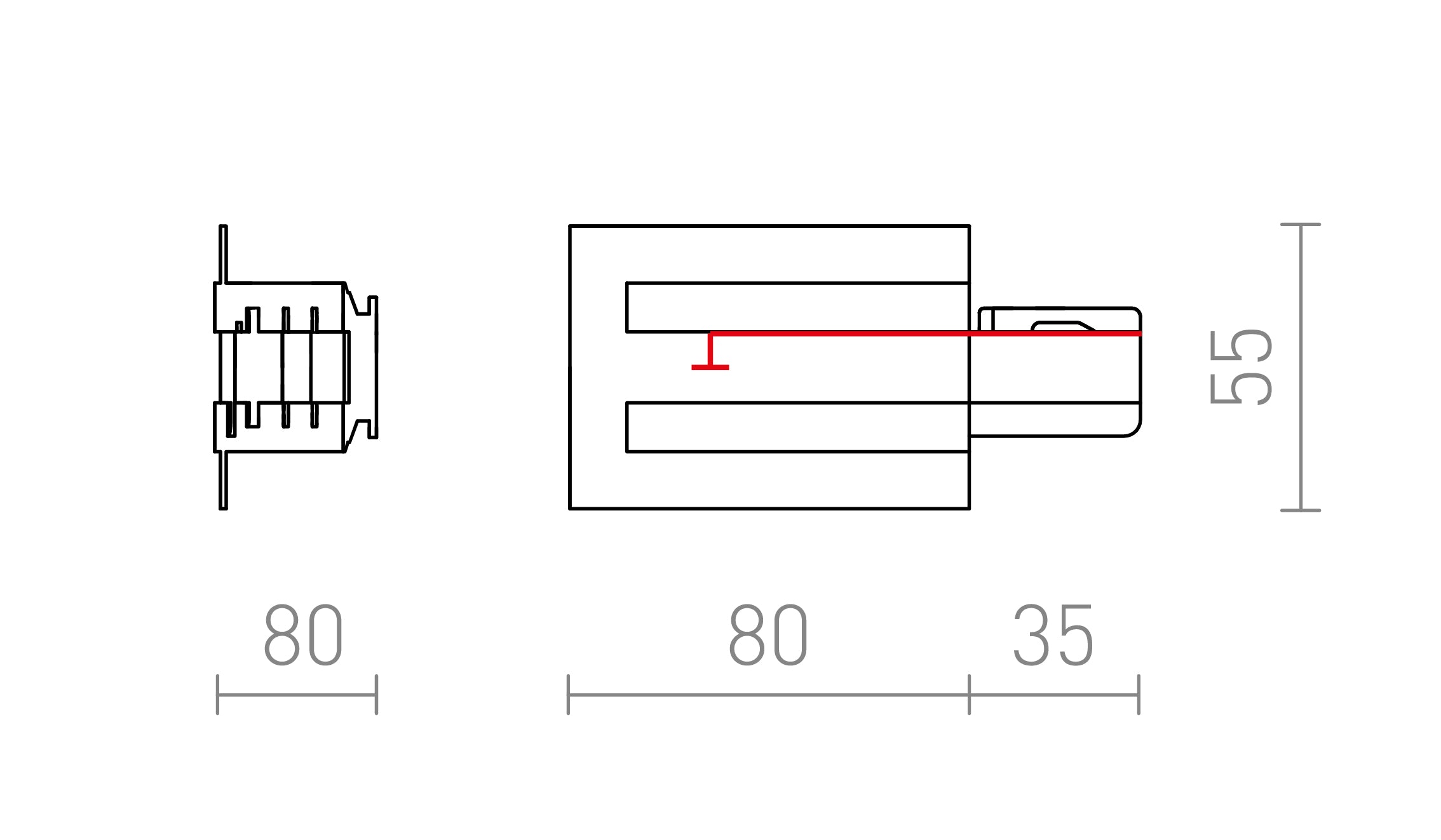 EUTRAC NAPÁJANIE NA ZÁPUSTNÚ LIŠTU PRAVÉ - Product sketch