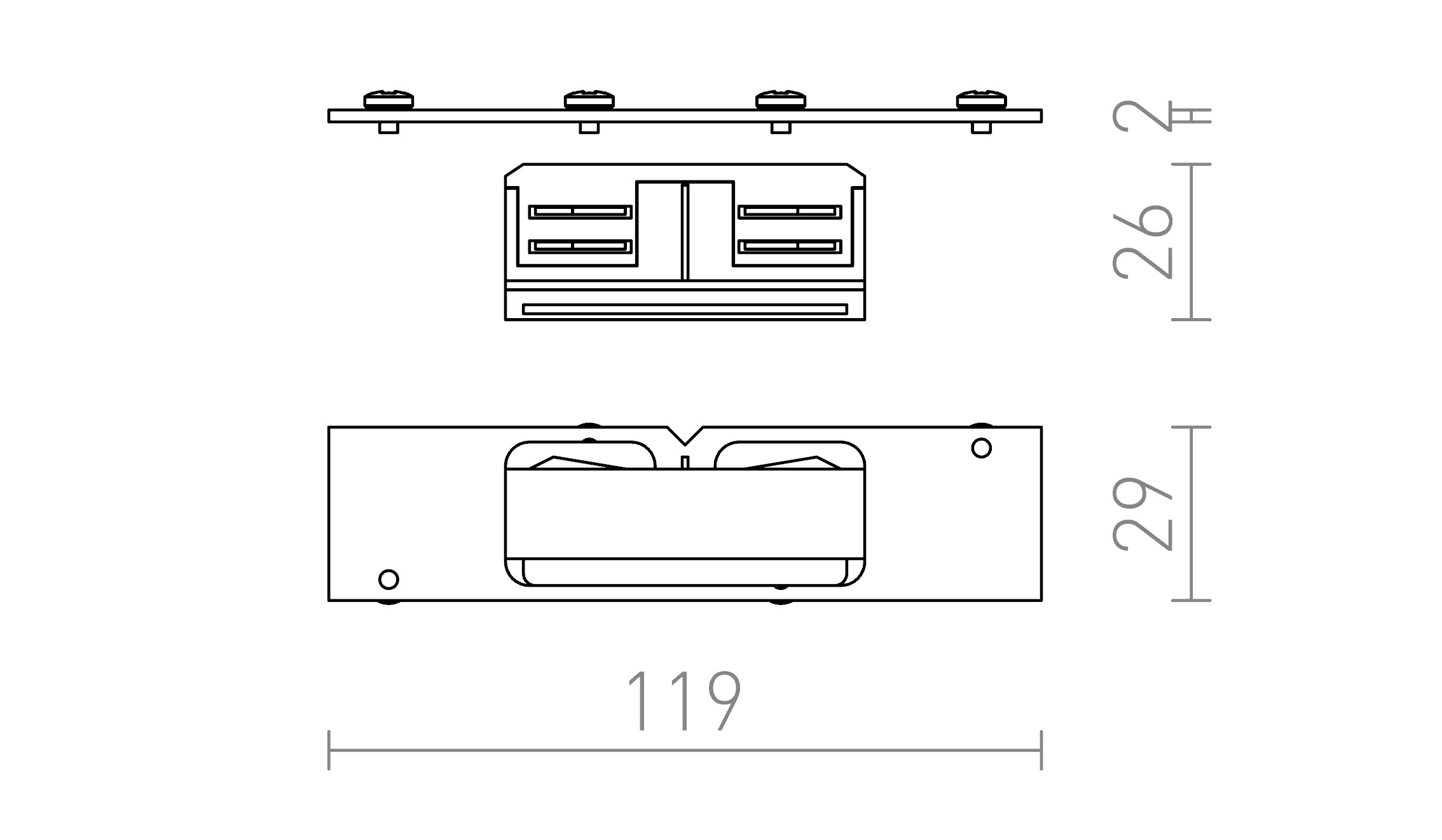 EUTRAC VODIVÝ SPOJ NA ZÁPUSTNÚ LIŠTU - Product sketch