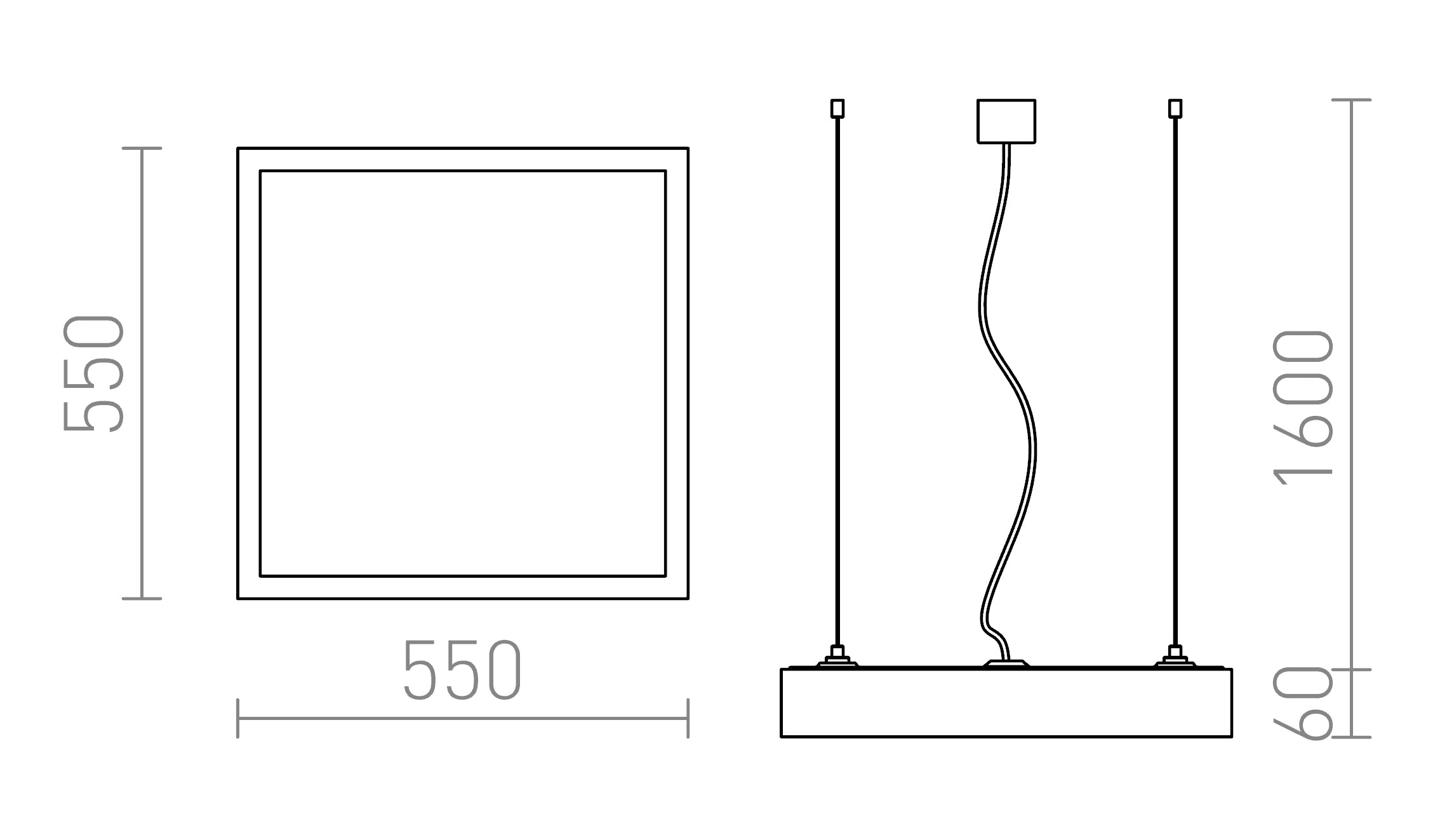 STRUCTURAL LED ZÁVESNÁ 55X55 - Product sketch